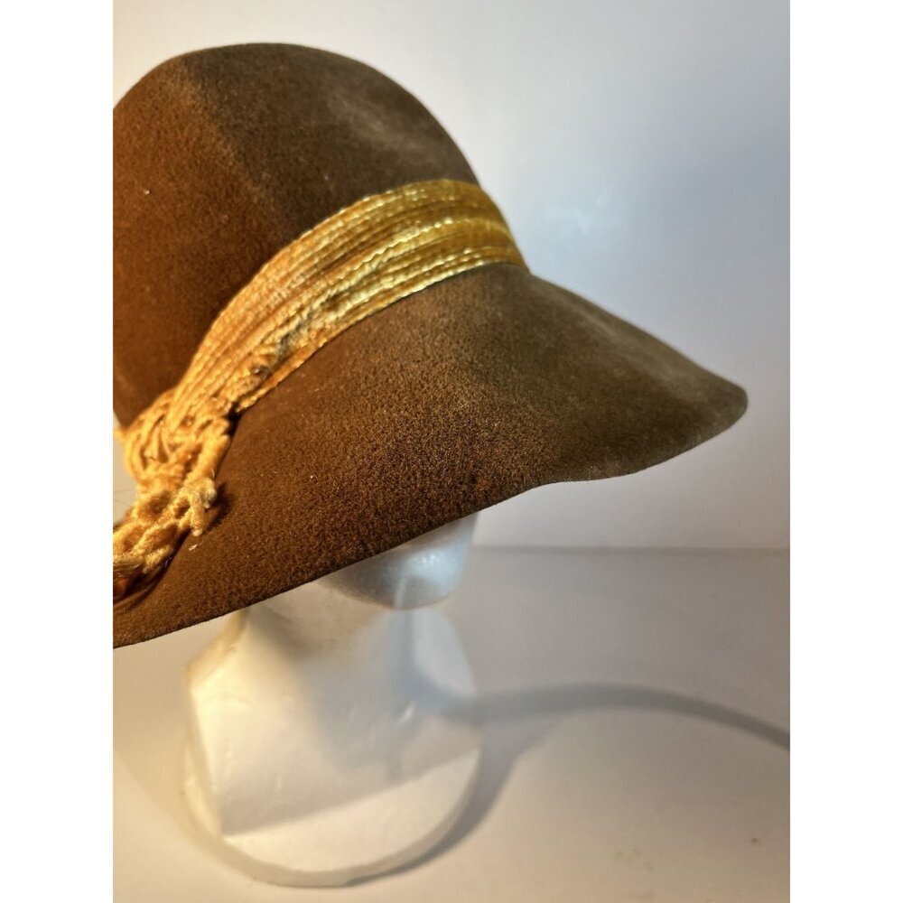 Vintage Jan Leslie Brown Hat Imported Velour Mod Theater Cosplay READ - Picture 5 of 11